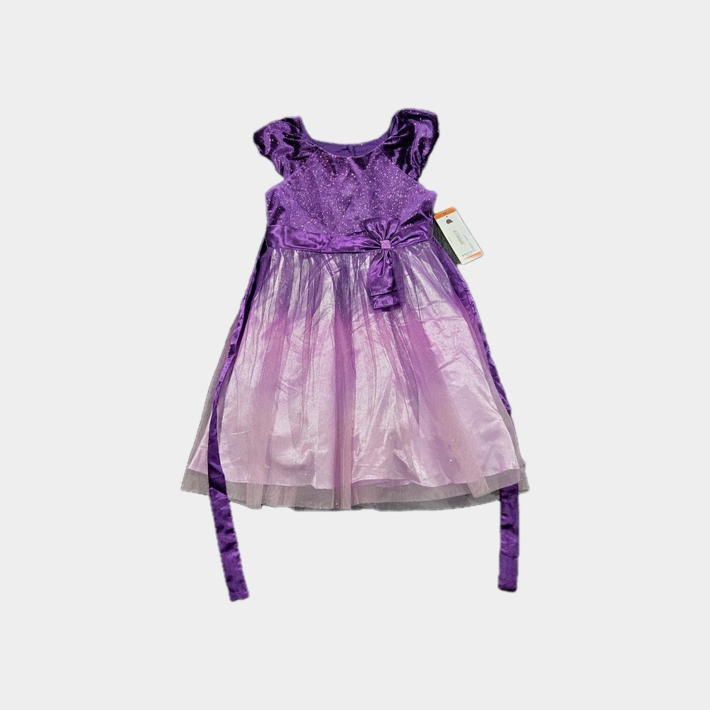 Jona Michelle Dress Girls Sz 12 Purple Velvet Cap Sleeve Event